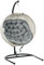 Outsunny Hanging Egg Chair Outdoor Indoor Garden Swing Chair with Folding Basket, Garden Hanging Chair with Stand, Thickened Cushion, Cup Holder for Patio, Balcony, Grey