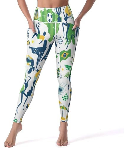 WAFICAC Traditionelle brasilianische Yogahosen mit Taschen, Bauchkontrolle, Workout, Laufen, Yoga-Leggings für Frauen