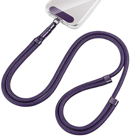 newplenty Handykette Universal,Verstellbar Handyband zum Umhängen aus doppeltem, Nylon-Seil Robust Angenehm Lanyard Handy, Umhängeband mit Metallschnalle Haltbar (Lila)