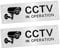 2 PCS CCTV Sign,15x5cm Aluminium CCTV IN OPERATION Sign Sticker,Aluminum with Self-Adhesive and Pre-Drilled Holes For House and Business Indoor or Outdoor Use