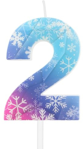 Frozen Themed 2nd Birthday Candles,2nd Birthday Decorations for Girls Boys,Blue Snowflake Number 2 Candle for Cake,Snowflake Candle Frozen Cake Toppers for Birthday Party Decorations Supplies