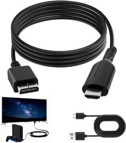 Yongst PS1/PS2 to HDMI Adapter Cable, HD Video Audio Converter Cord, Supports 720P 1080P Output, Multimedia Interface Link for PS1 PS2 Consoles, Projector Monitor TV