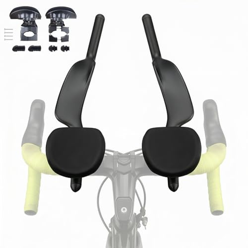 TT Bike Handlebar Aero Bars Extension For Road Bike, Carbon Fiber Bicycle Armrest Bar Clip On Aero Bars, For Triathlon Time Trial, Gravel, MTB Mountain Bikes, Integrated Drop Handlebars (For Aero)