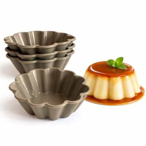 Stampo in Silicone per Budino, Crostatine, Flan, Muffin - Stampo da Forno e Frigo - Versatile per Dolci, Ghiaccio, Candele, Caramelle, Gelatina - Formine Antiaderenti (PIROTTINI 4 PZ)
