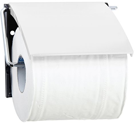 MSV Bad Serie Toilettenpapierhalter WC Rollenhalter Papierhalter Klopapierhalter mit Klappe - Weiß