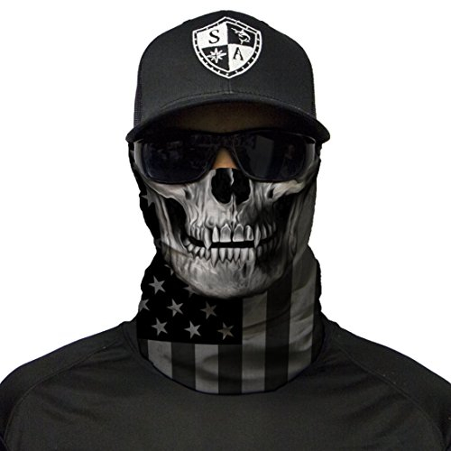 SA CO Offizielles Blackout American Flag Skull Face Shield, perfekt für alle Outdoor-Aktivitäten, schützt vor den Elemente
