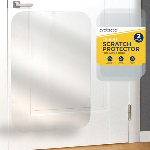 PROTECTO 2-Pack Ultra Durable Door Protector for Dogs – 90x60 cm Clear Cat Scratch Protector | Easy to Install Anti Scratch Door Guard for Dogs and Cats - Protection for Furniture, Walls and Windows