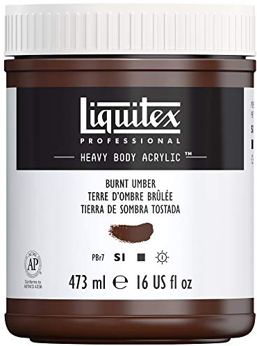 Liquitex 4412128 Professional Heavy Body Acrylfarbe in Künstlerqualität mit ausgezeichneter Lichtechtheit in buttriger Konsistenz, 473ml Topf - Umbra gebrannt