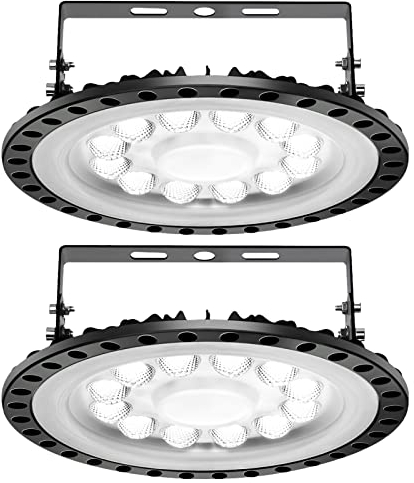 Papasbox UFO High Bay Light,2 x 50 W LED UFO 6000K-6500K Proyector LED Iluminación 120° LED Proyector Exterior Interior Industrial Foco Lámpara para Garaje Taller Gimnasio