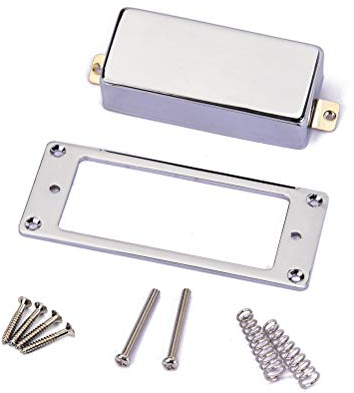 Healifty 2 stücke Gitarre Humbucker Pickup Abdeckung Rahmen Grundplatte Mini Neck Bridge Montagering für LP E-gitarre Teile (Silber)