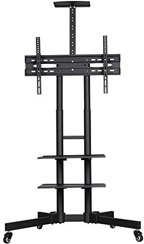 Yaheetech Chariot Mobile de TV 32 inch - 75 inch Plasma/LCD/LED Max. VESA 600x400 mm 2 tablettes Chariot Plancher avec Système de Gestion des Câbles