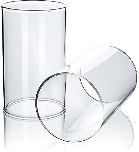 Tuuters 2er Set Windlichtgläser für Drinnen und Draußen aus Borosilikat-Glas – Ideal zum Verzieren (90 x Ø 50 mm, Ohne Boden)