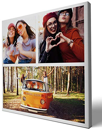 wandmotiv24 Leinwandbild 260 g/m ² - Foto-Collage mit 3 Fotos - Fotogeschenk - Geschenk für Freunde und Familie - Kunstdruck quadratisch 20x20cm (BxH) - M0002
