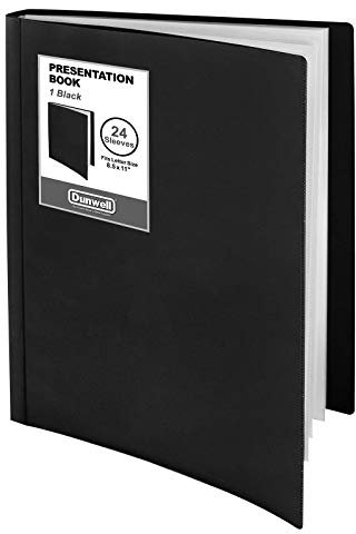 Dunwell Binder with Plastic Sleeves 24-Pocket (Black), Presentation Book, 8.5 x 11 Portfolio Folder with Clear Sheet Protectors, Displays 48 Pages of Documents, Certificates, Keepsakes