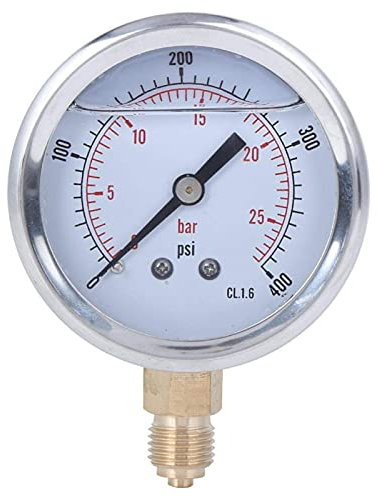 Y60 Water Pressure Gauge 1/4BSP Oil Filled Pressure Gauge Meter 0-25bar 0-400psi for Machinery Petroleum Chemical Industry