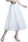 Damen Tüllrock Midi Faltenrock 78cm Länge Hoher Bund Schick Rock Elastisch Taille Drapiert Stoff, Weiß