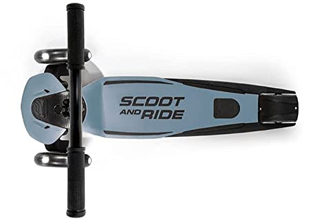 Scoot & Ride Highwaykick 5 LED Scooter Roller Kunststoff/Metall Steel, Maße: ca. 55cm x 15cm x 24cm, 96434, Hellblau
