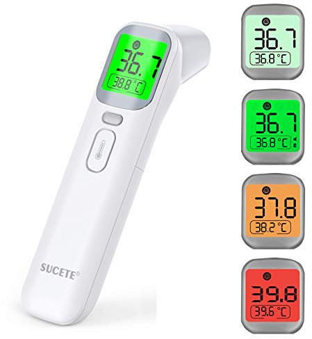 Termometro infrarrojos SUCETE 4 en 1 termómetro infrarrojos sin contacto, termometro digital frente y oído, termometro digital adulto y niños, ambiente y objetos