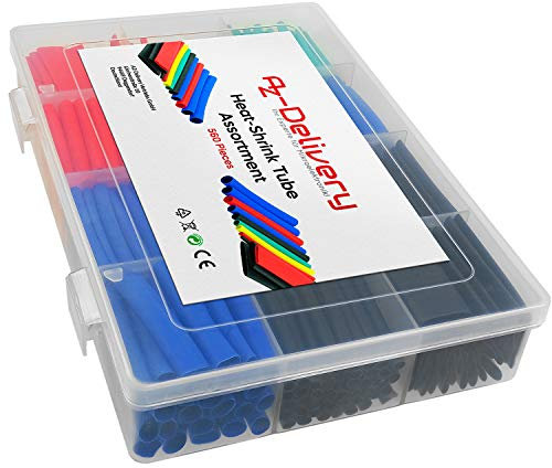 AZDelivery Set de Tubo Termoretractil 560 Piezas, Tubos Termorretráctiles de 5 Colores, Funda Termoretractil para Cables Contraccion 2:1, Envoltura de Alambre en 12 tamaños con E-Book Incluido!