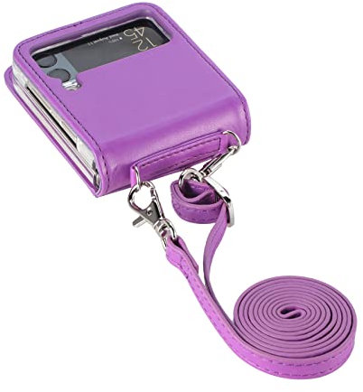COQUE Galaxy Z Flip 3 5G Hülle, Slim Multi-Slot mit Bilderrahmen mit Crossbody Long Rope Schutzhülle, klappbare Handyhülle für Samsung Galaxy Z Flip 3 5G-Violett
