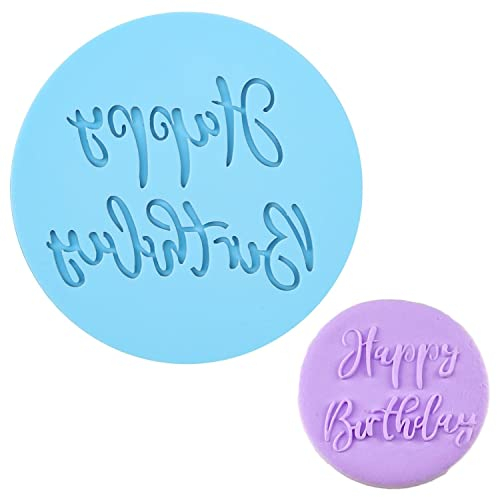 Happy Birthday Fondant Embosser 3D Design Cookie Stamp for Baking Cookies,Decorating Cake/Sugar Paste/Cupcake