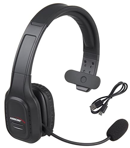 Audiocore AC864 Bluetooth Headset mit Noise Canceling Mikrofon für Call Center Over-Ear Kopfhörer 32 Stunden Sprechzeit Handsfree Wireless Kompatibel mit Google Assistant und Siri