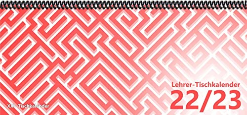 Lehrer - Tischkalender 2022/23: XXL-Tischkalender, Bunt-Kalender Labyrinth rot 14,5 x 32,5 cm, quer, Juli 2022 - September 2023