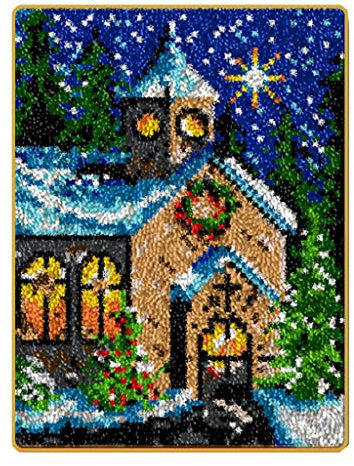 Christmas Rug Making Kits/DIY Christmas Latch Hook Kits-Pre Printed Pattern Embroidery Kits/Cross Stitch Sofa Cushion Cover Tool fit for Kids and Adults Beginner Home Decor,52x38 cm (Christmas A)