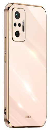 EASSGU Marco Electrochapado Funda para Redmi Note 10 Pro (6.67 Inches) Carcasa Protectora de Color de Silicona TPU Suave - Rosado