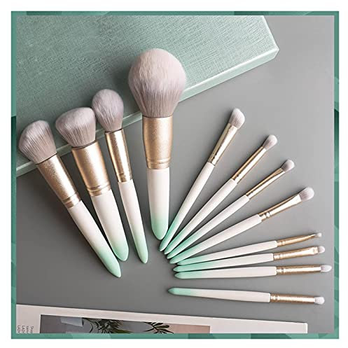 Make Up Pinsel Set Kosmetische Bürsten 12 stücke Gradient Makeup Pinsel Set Professionelle Schönheit Make up Pinsel Weiche Haar Foundation Pulver Bushes Make Up Pinsel Kit (Handle Color : Green)