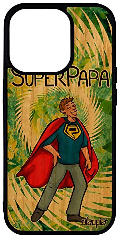 Schutzhülle aus Holz für iPhone 14 Pro, Silikon, Super Papa, Humor, Design Heros 512 GB, Schwarz, Vater, lustig, grün, BD 4G Apple