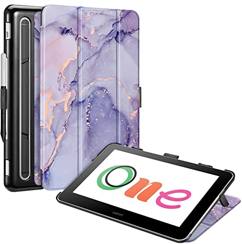 FINTIE Cover per Wacom One Drawing Tablet 13.3, Trifold Stand Sottile Leggera Case Protettiva Cover per 13.3 Pollici Wacom One Drawing Tablet, Lilla Marble