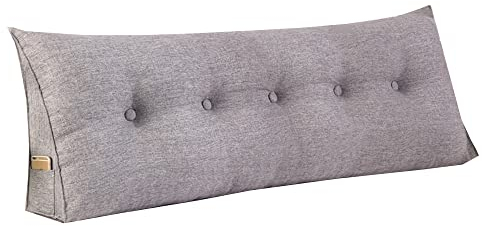 RAKTOV Schlichtes dreieckiges Lesekissen, großes Rückenlehnenkissen für Bett, Sofa, Tatami, Tagesbettkissen, Keil-Kopfteil-Kissen mit abnehmbarem Bezug, 180 x 50 x 20 cm, Hellgrau