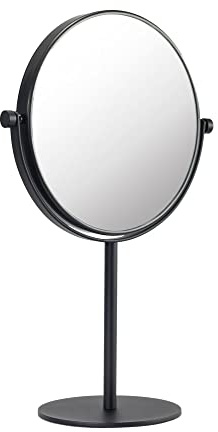 DEUSENFELD SK720B - Doppel Stand Kosmetikspiegel, 7X Vergrößerung + Normal, Ø20cm, schwere Qualität, matt schwarz