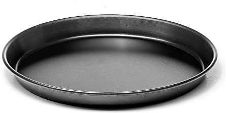 Forgast Forma Teglia per Pizza Rotonda 22 cm, Teglia Antiaderente Profesionale per Focacce, Quiche, Forno, Grigio, Cucina, Acciaio Bluesteel, Nero