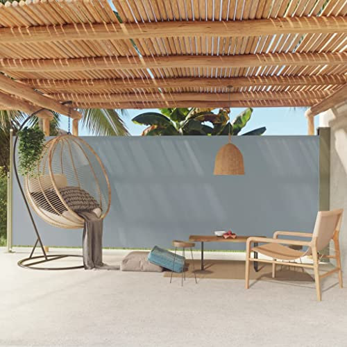FIRBNUS Toldo Lateral retráctil para Patio Gris 200x500 cm Toldo Balcon Pantalla De Privacidad Toldos Exterior Terraza Prueba De Viento Protección De La Intimidad para Jardín Patio Balcón