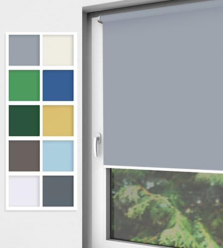 Home-Vision® Rollo Klemmfix, ohne Bohren, Fensterrollo mit Seitenzug, einfache Montage ohne Werkzeug, Moderne Fensterdeko(Nebbia Grau, B120cm x H150cm)