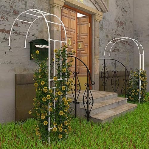 MISKYN Halber Gartenbogen, Rosenbogen Aus Metall Für Kletterpflanzen, Halbbogen, Breite 120 cm, 150 cm, 180 cm, Wetterfestes Torbogen Rankhilfe Rankgitter, Einfache Montage,Weiß,240 * 240cm