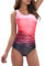 Durio Badeanzug Damen Sport Bauchweg Bademode Badeanzüge für Damen Sexy Einteilige Swimsuit mit Breite Schultergurte Rot L