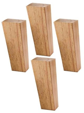 Möbelfüße Holz, 4 Stück Massivholz Konisch Schräg Ersatz Tischbeine, für Stühle Schrank Sofa Bett Couch, mit Montageplatten, Schrauben und Filzgleiter (25cm,Tilt leg)