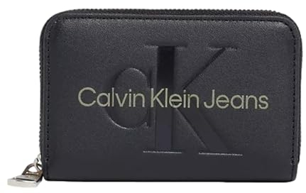 Calvin Klein Sculpted Med Zip Around Mono Damen Geldbörse, schwarzes, Tek Beden, Casual