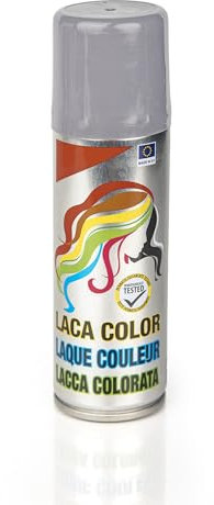 Laca de Pelo Color Plata 125ml - Spray Colores para Cabello Rápida coloración, Lavable