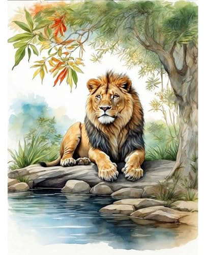 TOSTOG Löwe Diamond Painting,5D Diamant Painting Kits Bilder für Erwachsene,DIY Diamant Malerei Diamond Painting Bilder Set 30x40cm für Wanddekor