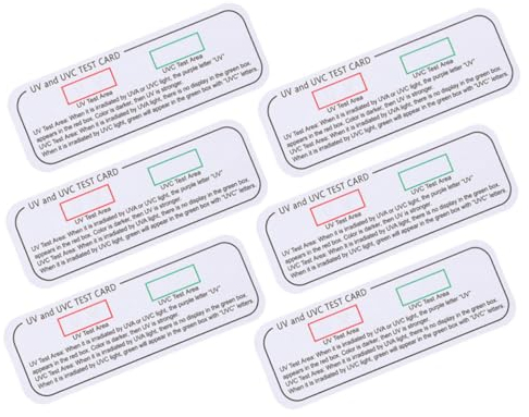 TOPPERFUN 6 Stück UV Test Uvc Detektor Uvc Testkarten UV Und Uvc Testkartenpapier Testkarten UV Indikatorkarten UV Identifikatoren Bartagamen Zubehör UV Messgerät Glühbirnentester