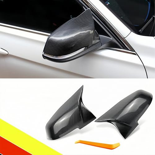 POETRYXIAO Coque de rétroviseur de voiture compatible avec B-MW Série 1 F20 F21/2 F22 F23 F87/Série 3 F30 F31 F34/Série 4 F32 F33 F36/i3 I01/X1 E84, convient pour le tuning (fibre de carbone)