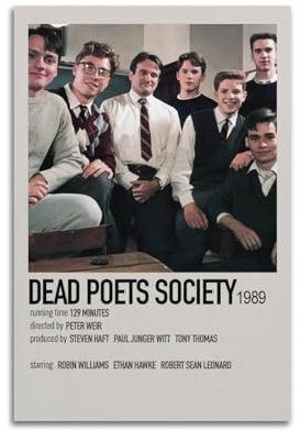 OONJGSNGA Poster mit Aufschrift Dead Poets Society, cooles Wandkunst-Poster, Vintage-Kunstdruck, Raumdekoration, 30 x 45 cm, ungerahmter Stil