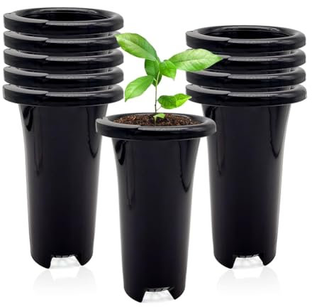 Zhemessy 10 Macetas de Plástico para Vivero de Plantas Profundas, Macetas Gruesas y Estables para Árboles Altos, Macetas Reutilizables para Plantas de Semillero Altas, Profundas
