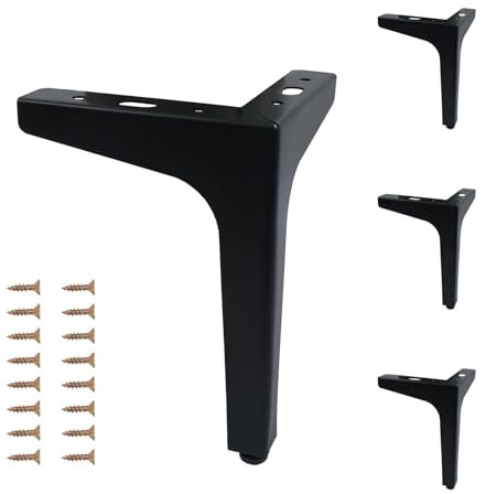 Luabue Metal Furniture Legs 7 inch / 17cm Black Sofa Legs Set of 4 Triangle Furniture Feet Cabinet Legs Cupboard Feet for Coffee Tables Couch Chair Ottoman