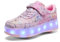 HUSKSWARE Rollschuhe,4 Rollen Skateboardschuhe,verstellbare multifunktionale Sportschuhe,USB-Lademodus, für Jungen und Mädchen, Rosa 37 EU.
