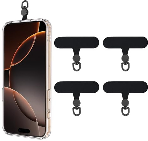 TiMOVO Handy Lanyard Patch 360° Drehbar 4er Set, Schwarz
